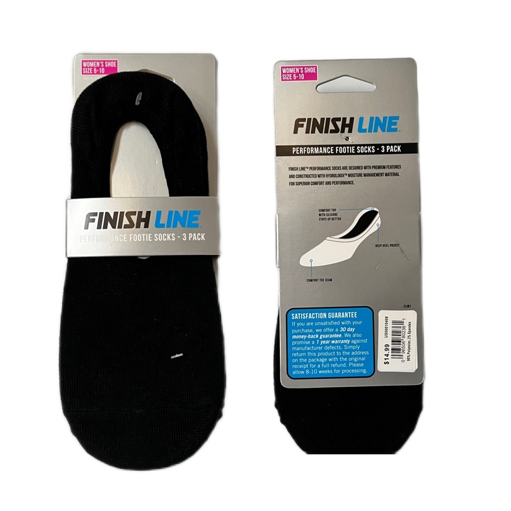 Women’s Finishline Performance Footie Socks 3pk Sz 5-10 - Picture 3 of 3
